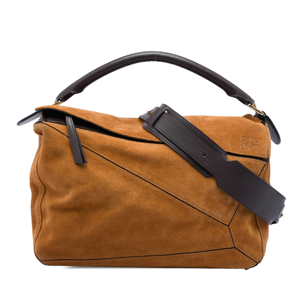 Pre-Loved LOEWE Large Suede Puzzle Satchel